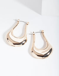 Gold Shiny Bottom Hoop Earrings - link has visual effect only