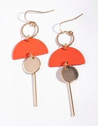 Orange Geometric Drop Earrings - link has visual effect only