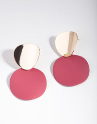 Maroon Curved Disc Stud Earrings - link has visual effect only