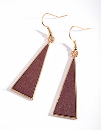 Maroon Wood Triangle Drop Earrings - link has visual effect only