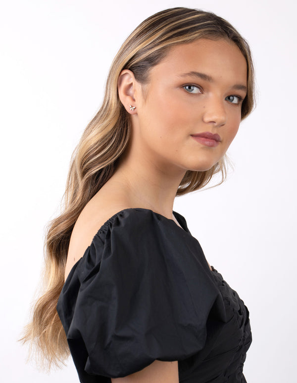 Gold Plated Sterling Silver Cubic Zirconia Butterfly Earrings