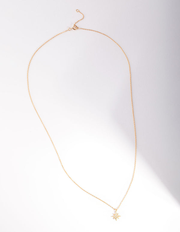 Gold Plated Sterling Silver Starburst Necklace