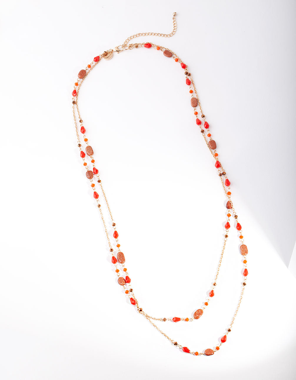 Red Multi Row Bead Necklace