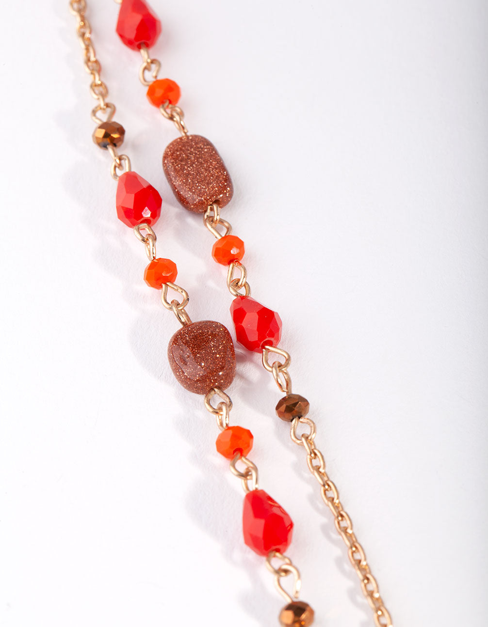 Red Multi Row Bead Necklace