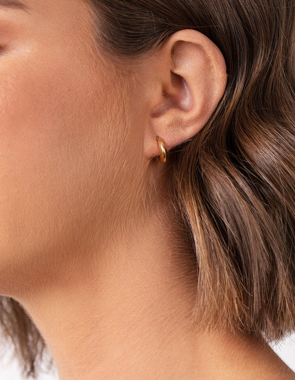 Gold Plated Sterling Silver Thick Huggie Earrings