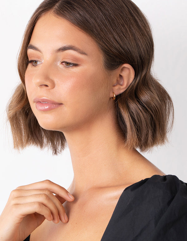 Gold Plated Sterling Silver Thick Huggie Earrings