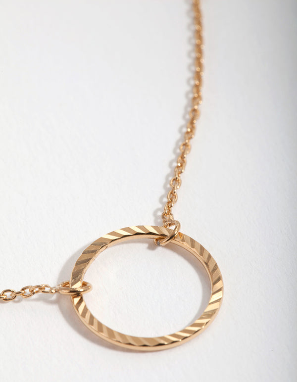 Gold Plated Sterling Silver Diamond Cut Circle Necklace
