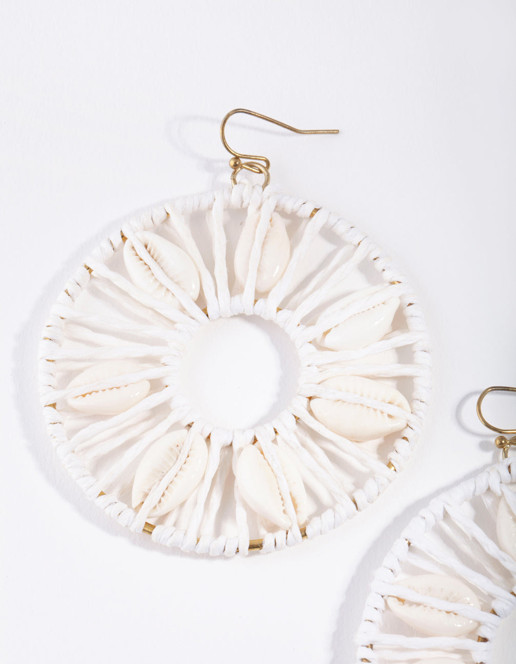 White Shell Disc Drop Earrings