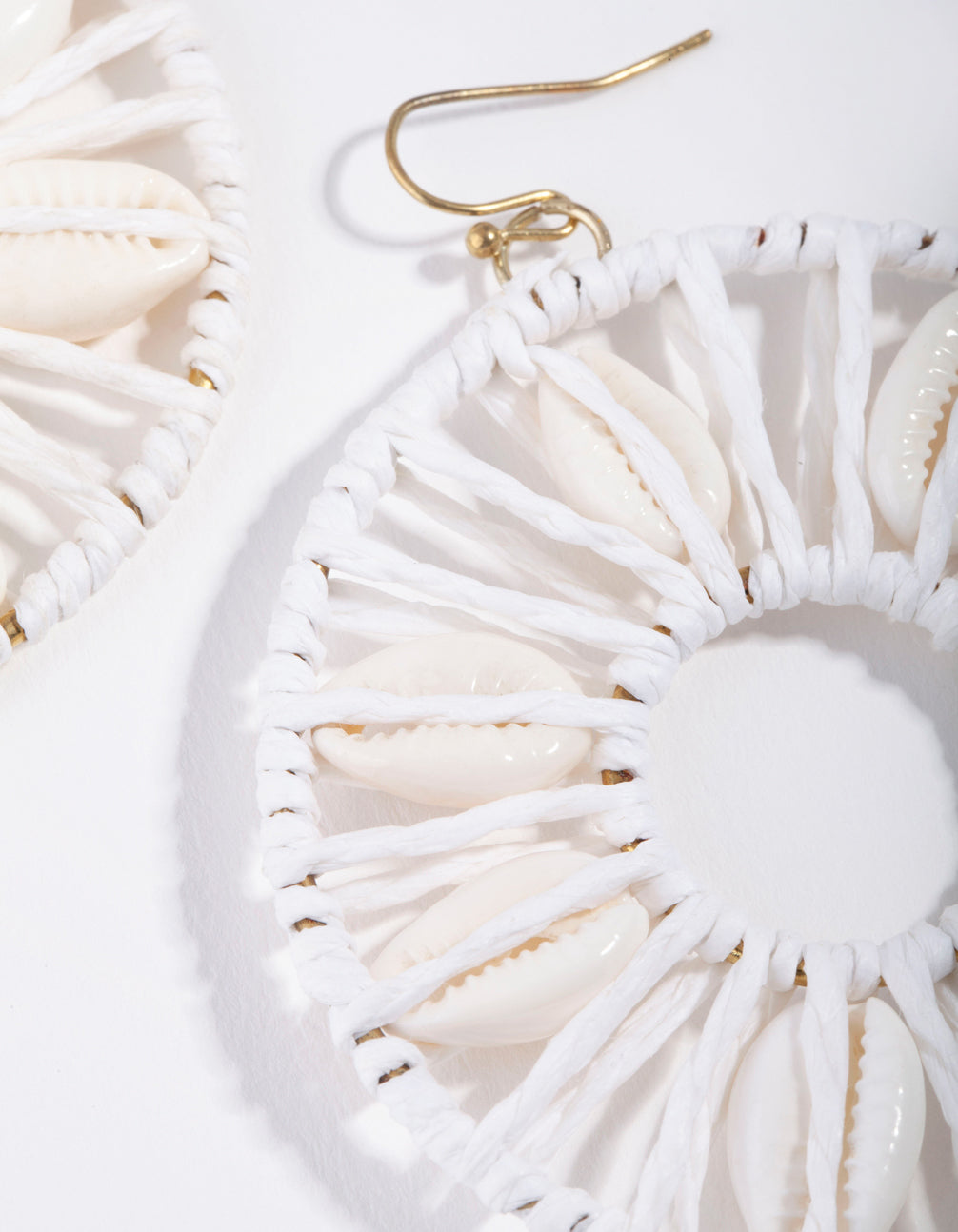 White Shell Disc Drop Earrings