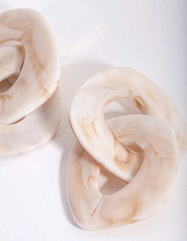 Cream Double Link Drop Earrings