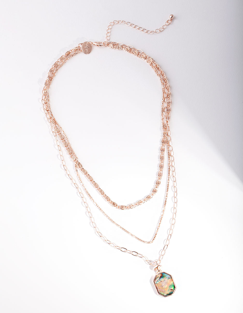 Rose Gold Triple Layered Teal Necklace