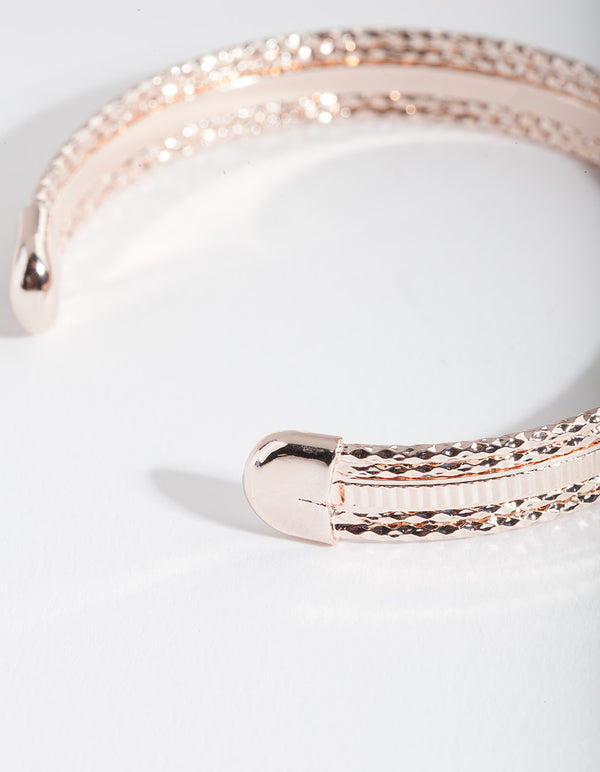 Rose Gold textured Diacut Cuff Bracelet