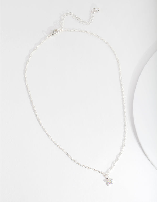 Silver Diamond Simulant Star Choker