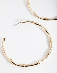 Gold Plated Large Bamboo Hoop Earrings - link has visual effect only