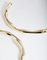 Gold Plated Large Bamboo Hoop Earrings - link has visual effect only