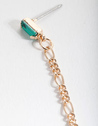 Gold Green Chain Huggie Stud Earrings - link has visual effect only