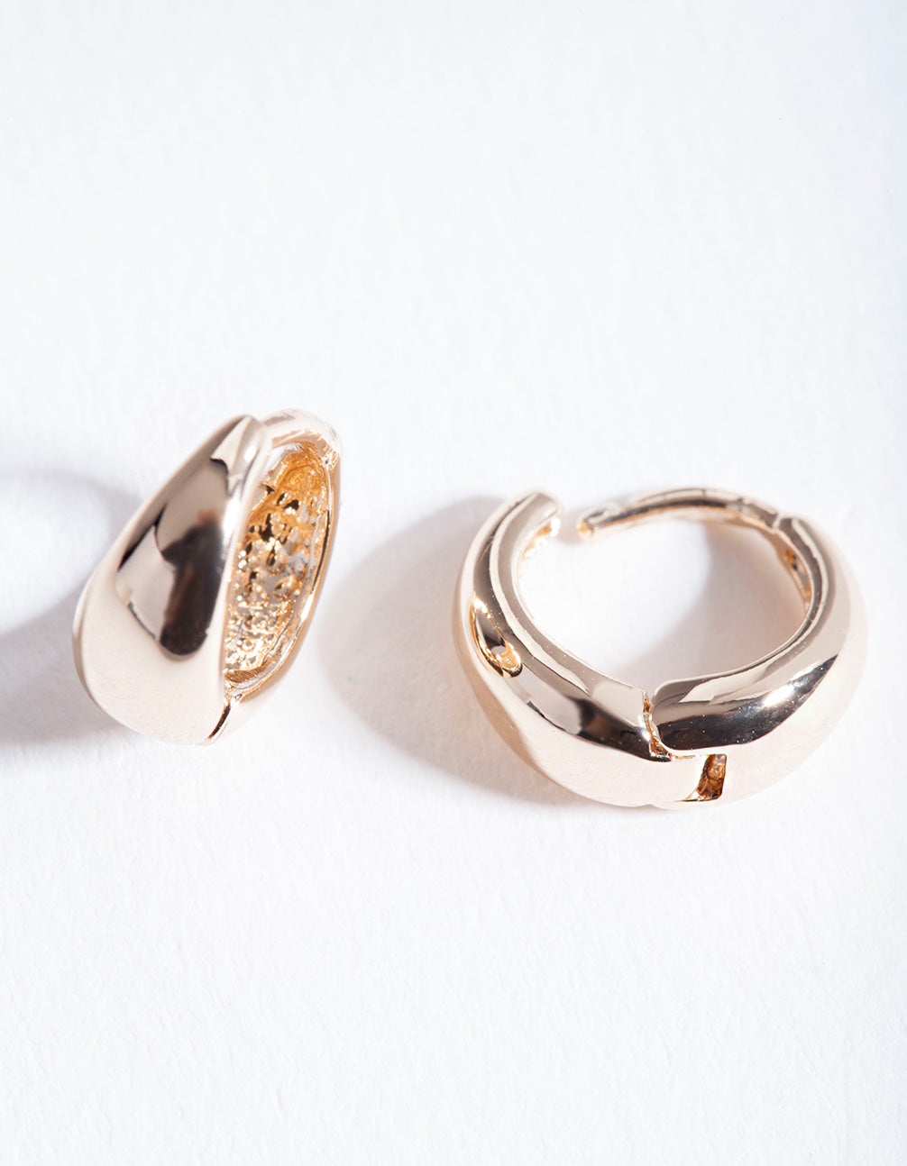 Gold Polished Chunky Huggie Earrings