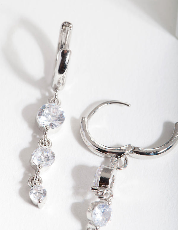 Silver Cubic Zirconia Multi Huggie Earrings