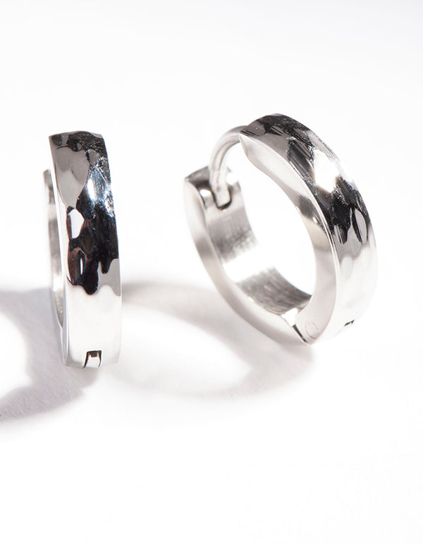 Surgical Steel Textured Huggie Earrings