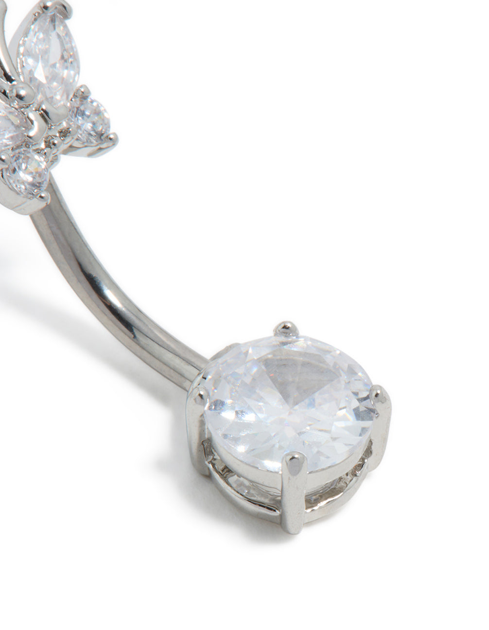 Titanium Cubic Zirconia Butterfly Belly Bar