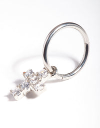 Surgical Steel Cubic Zirconia Cross Charm Belly Ring - link has visual effect only