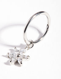 Surgical Steel Floral Cubic Zirconia Belly Ring - link has visual effect only