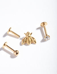 Gold Plated Surgical Steel Flat Back Bee Jewellery Pack - link has visual effect only