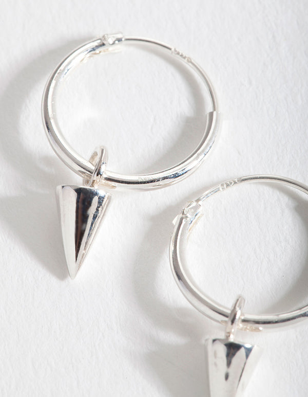 Sterling Silver Spike Dangle Hoop Earrings