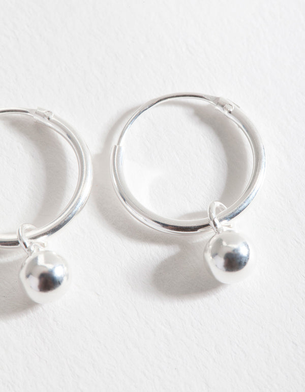 Sterling Silver Mini Bead Hoop Earrings