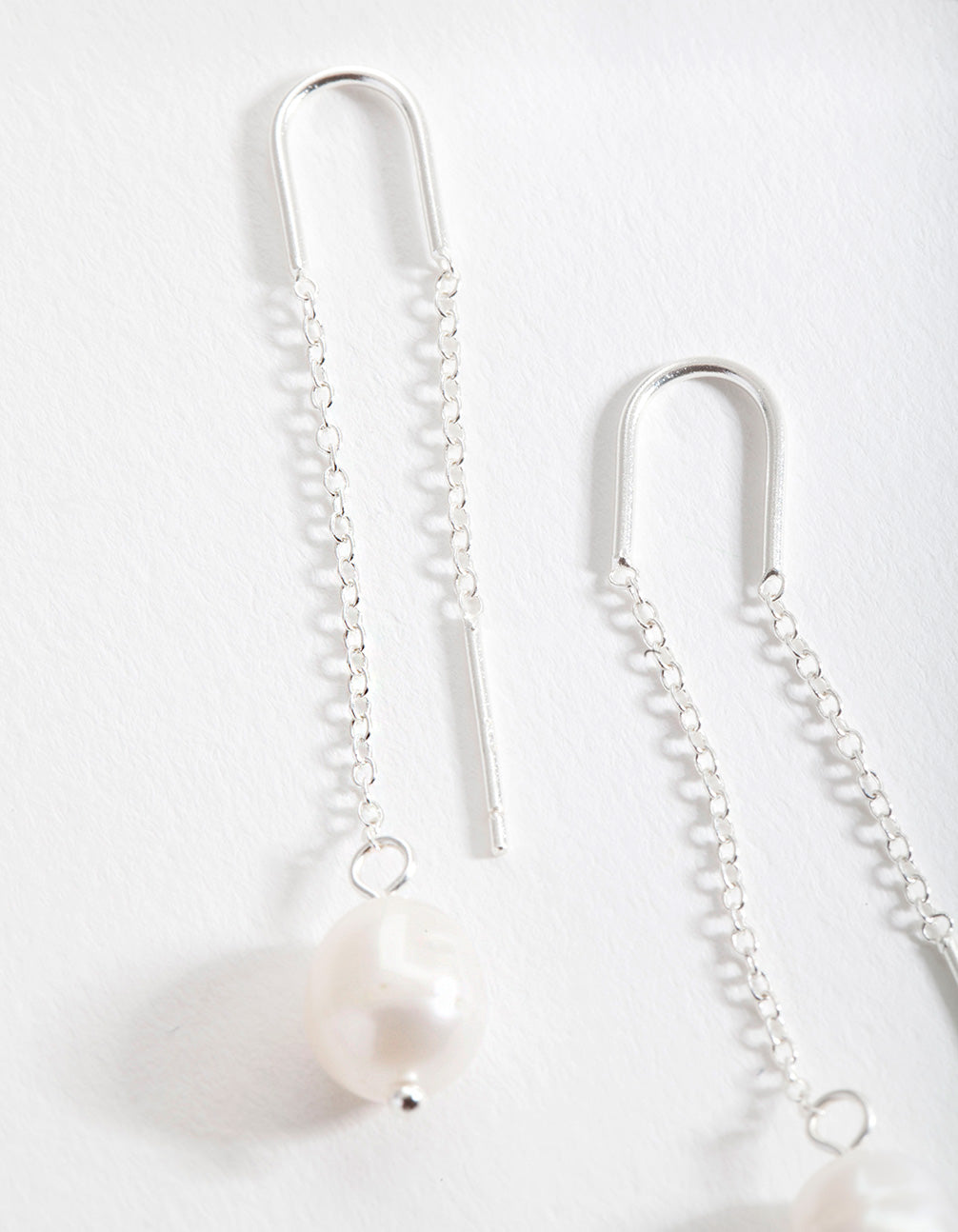 Sterling Silver Pearl Thread-Through Earrings