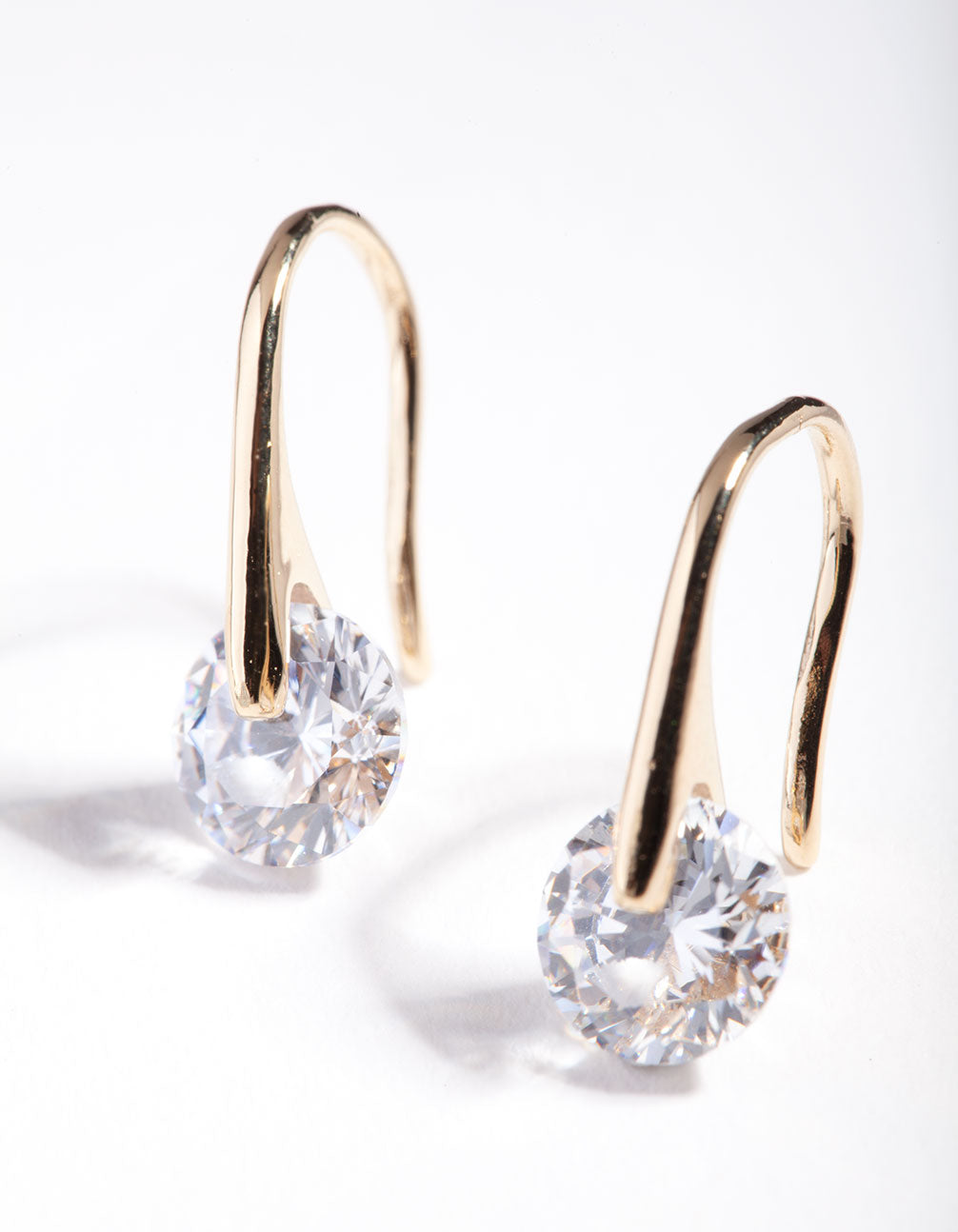 Gold Plated Sterling Silver Sleek Mini Hook Drop Earrings