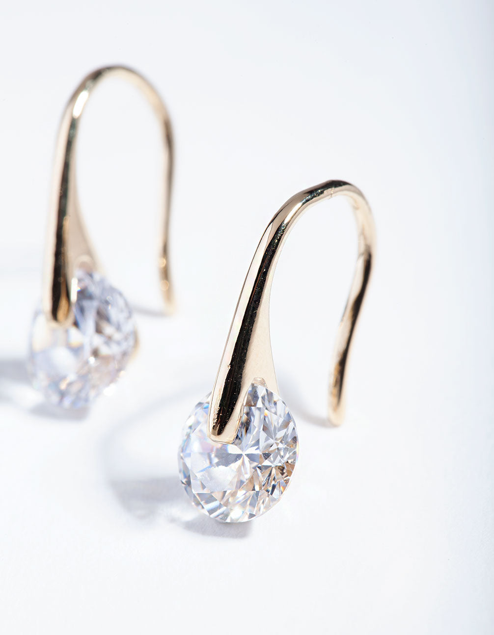 Gold Plated Sterling Silver Sleek Mini Hook Drop Earrings