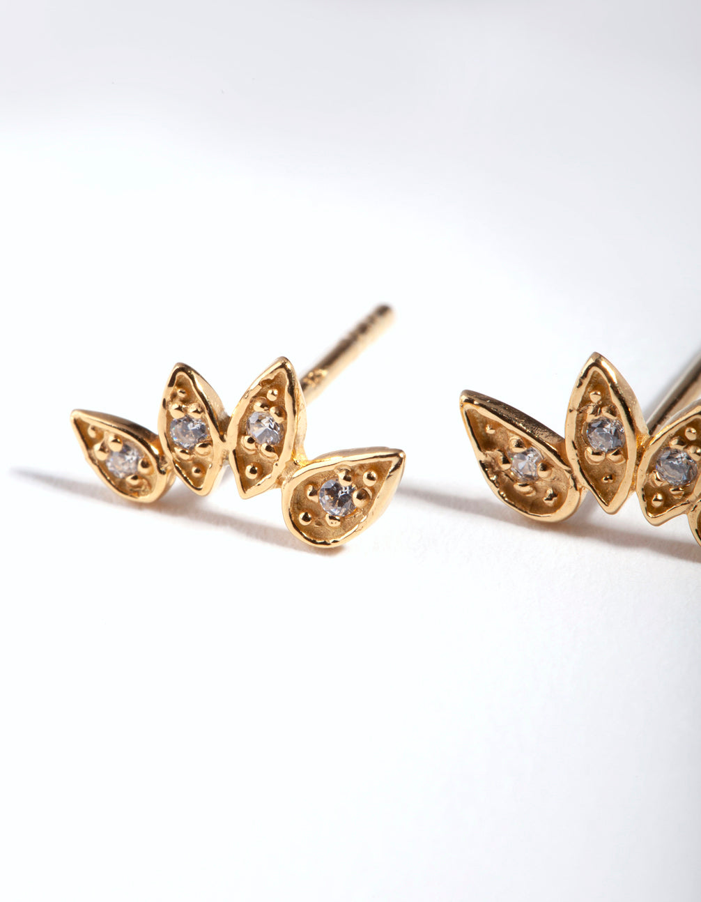 Gold Plated Sterling Silver Cubic Zirconia Pear Crawler Stud Earrings