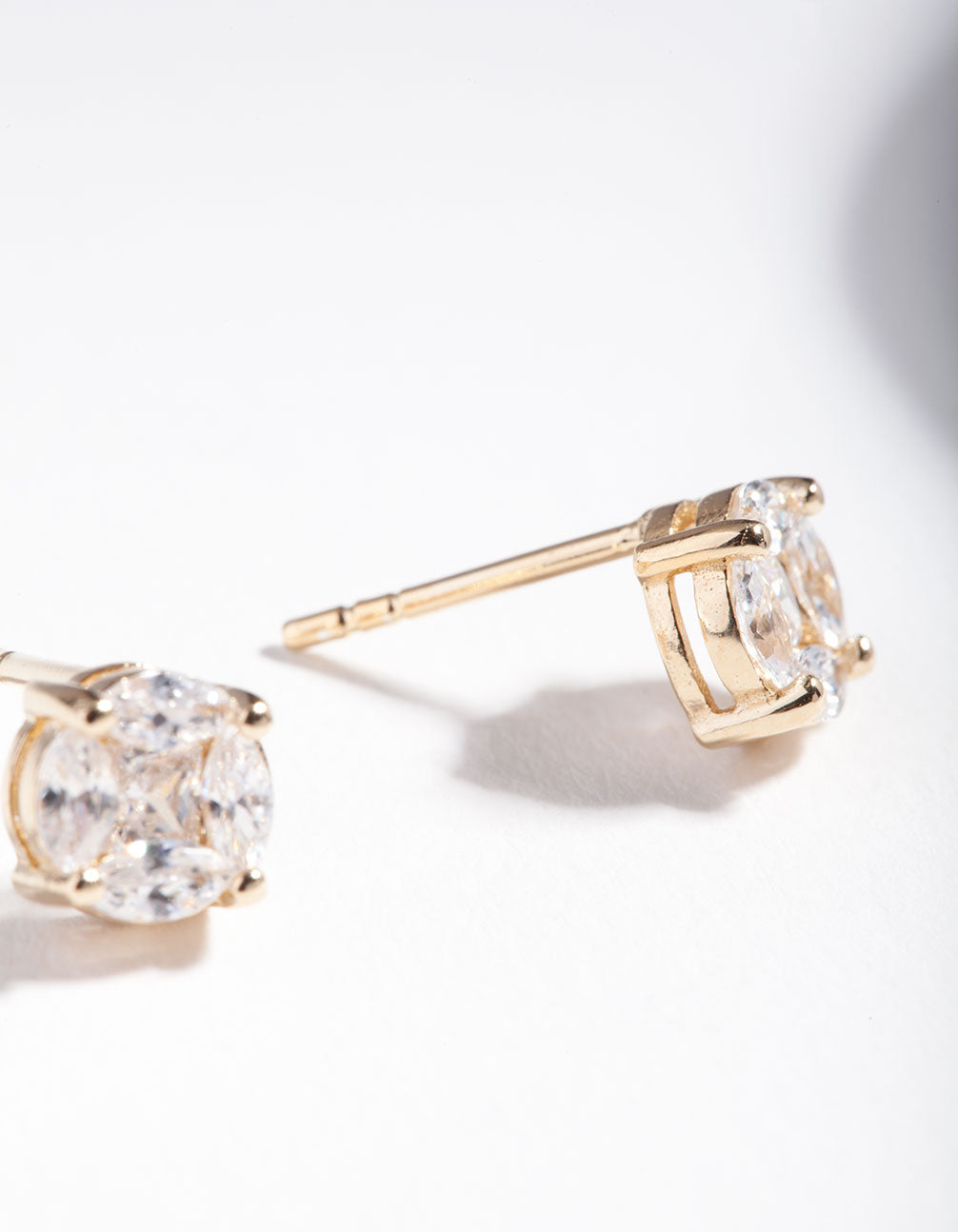 Gold Plated Sterling Silver Multi Cubic Zirconia Stone Stud Earrings