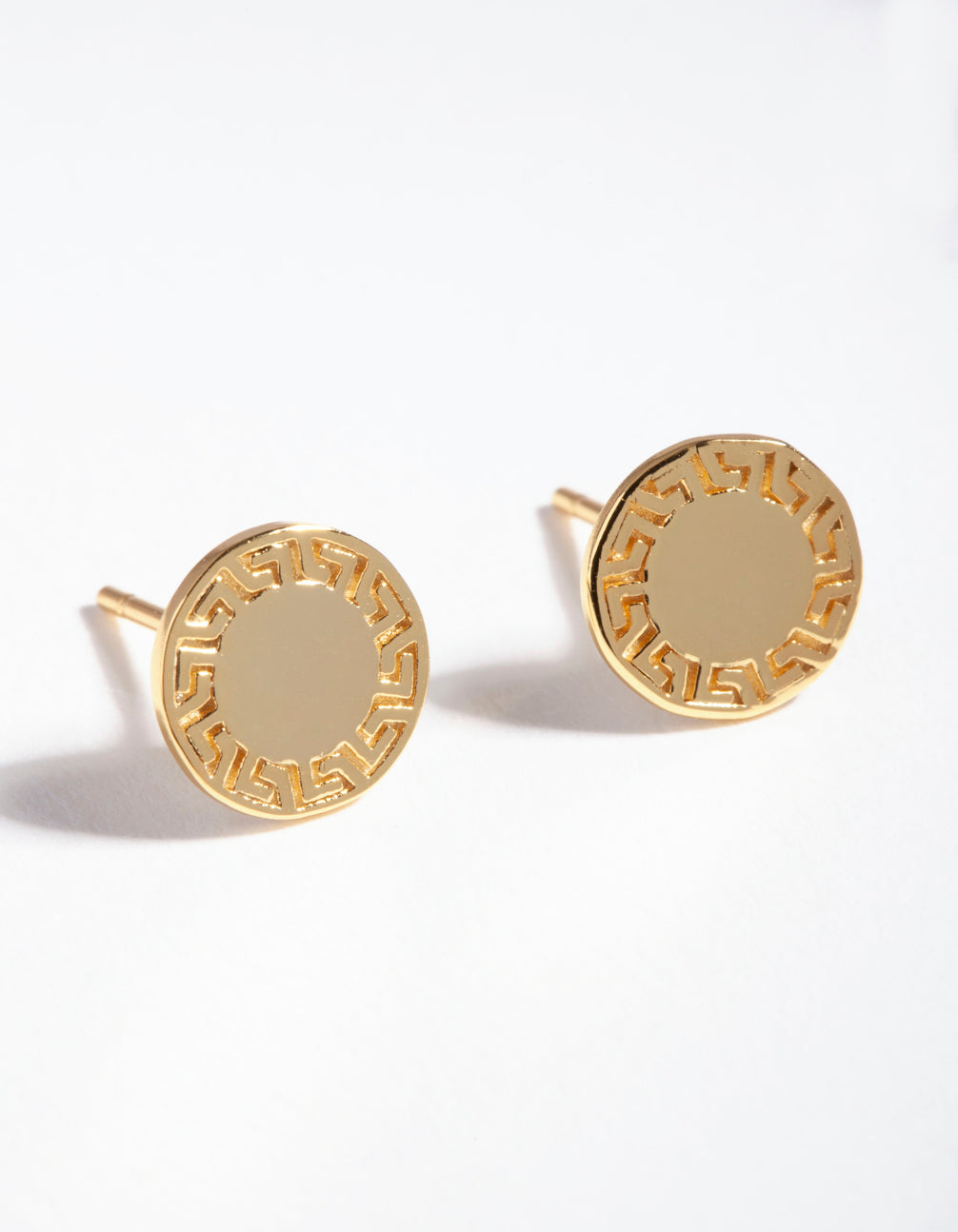 Gold Plated Sterling Silver Greek Key Stud Earrings