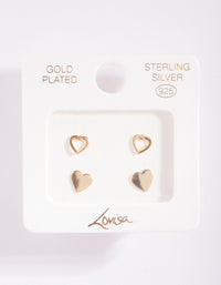 Gold Plated Sterling Silver Heart Stud Earring Pack - link has visual effect only