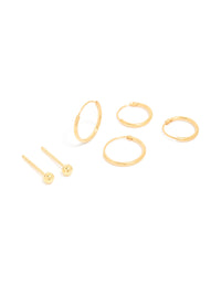 Gold Plated Sterling Silver Stud & Hoop Pack Earring - link has visual effect only
