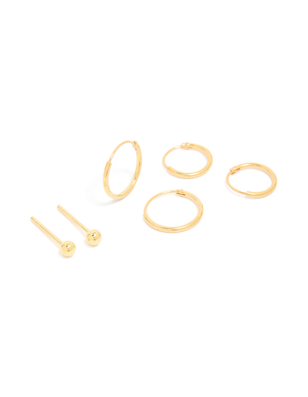 Gold Plated Sterling Silver Stud & Hoop Pack Earring