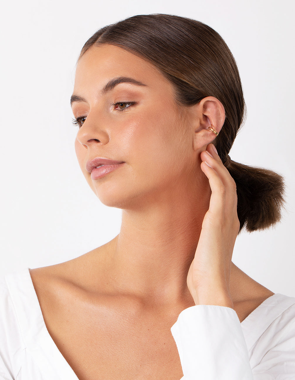 Gold Plated Sterling Silver Twisted Loop Cuff Earrings