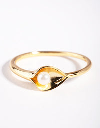 Gold Plated Sterling Silver Pearl Cup Ring - link has visual effect only