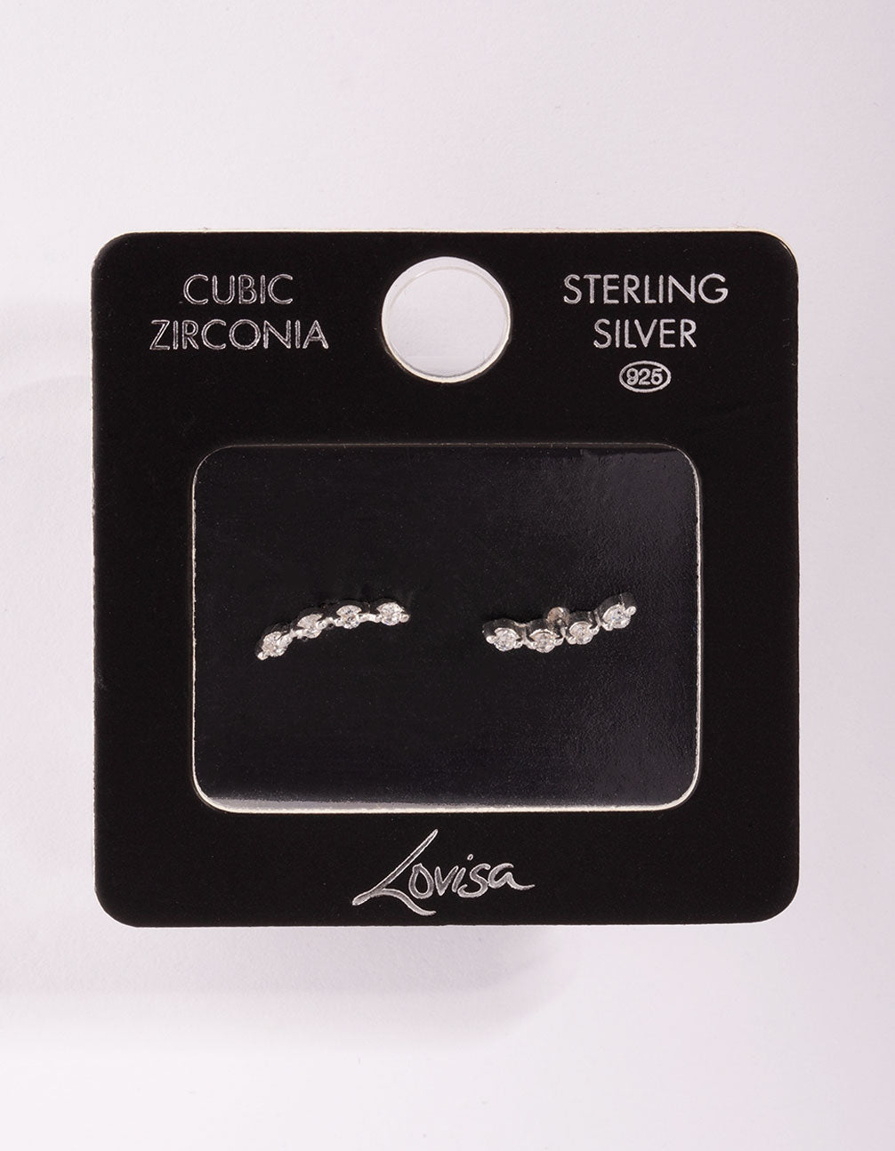 Sterling Silver Cubic Zirconia Crawler 4 Stone Earrings