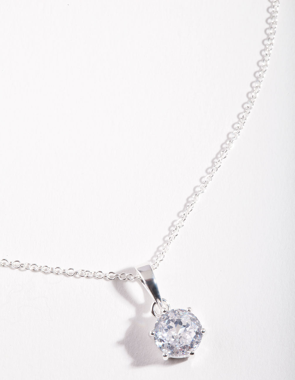 Sterling Silver Cubic Zirconia 100 Facet 6 Claw Necklace