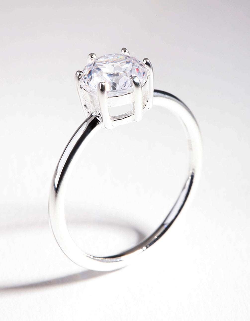 Sterling Silver Cubic Zirconia 6 Claw Ring