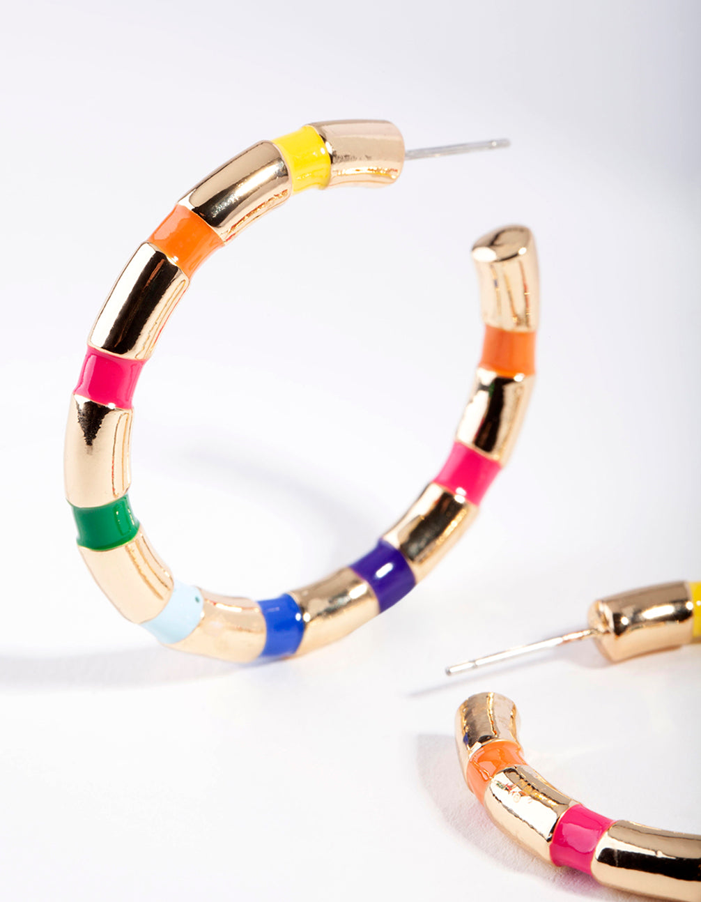 Gold Multi-Colour Segment Hoop Earrings