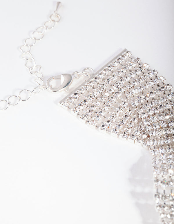 Silver Diamante Plait Choker