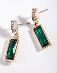 Gold Green Pave Gem Drop Earrings - link has visual effect only
