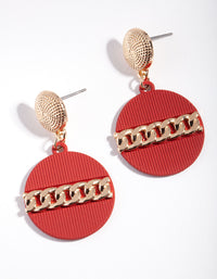 Red Gold Chain Link Earrings - link has visual effect only