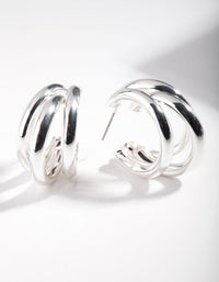 Silver Triple Open Hoop Earrings - link has visual effect only