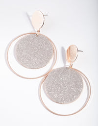 Rose Gold Glitter Double Circle Earrings - link has visual effect only