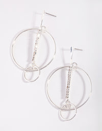 Silver Diamante Stick Circle Drop Earrings - link has visual effect only